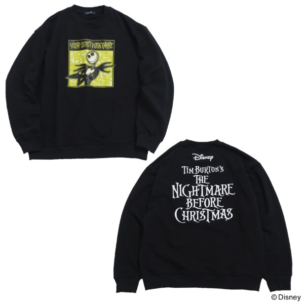 【大人向けサイズあり】【ナイトメアー・ビフォア・クリスマス】ジャック/ボックスプリントトレーナー