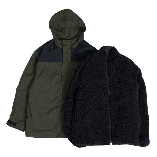 【大人向けサイズあり】【撥水】ナイロン・ボアインナー付き３WAYコート