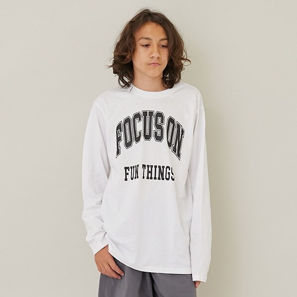 【大人向けサイズあり】【プチプラ】フロントカレッジロゴ長袖Tシャツ