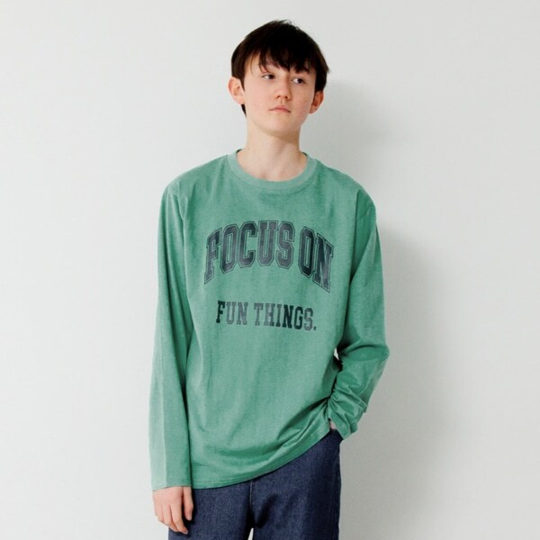 【大人向けサイズあり】【プチプラ】フロントカレッジロゴ長袖Tシャツ