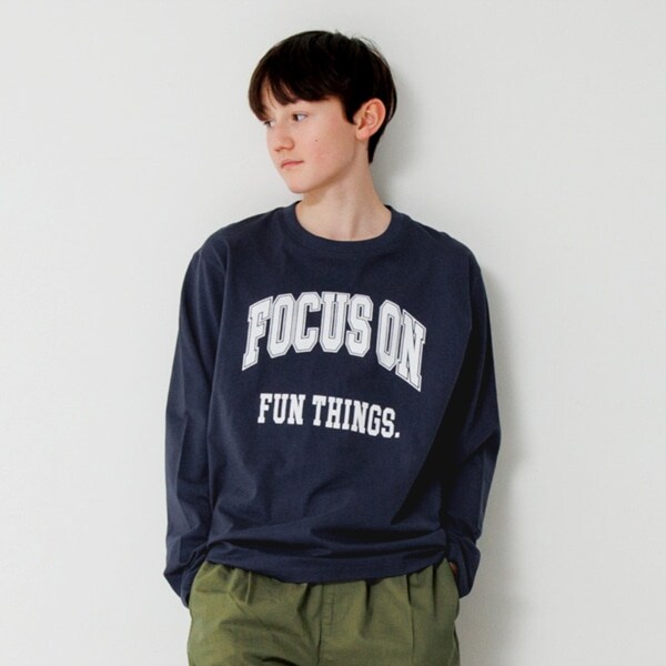 【大人向けサイズあり】【プチプラ】フロントカレッジロゴ長袖Tシャツ