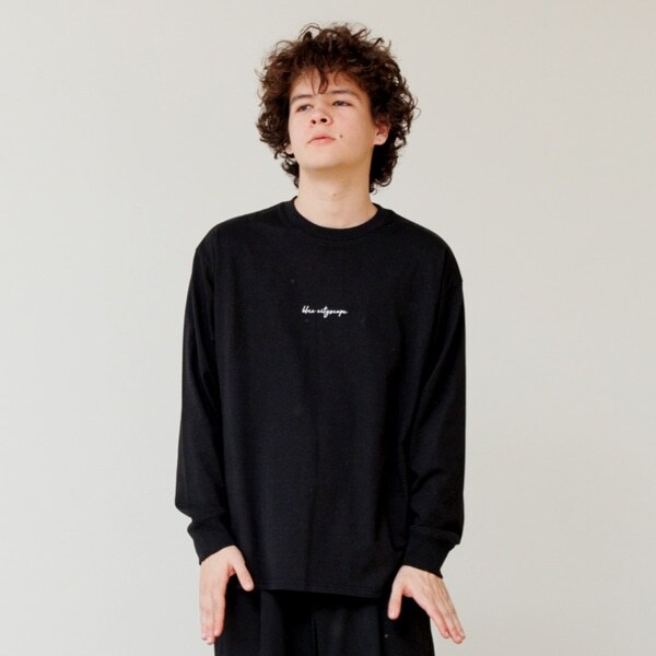 【大人向けサイズあり】フロントシンプル刺繍長袖Tシャツ