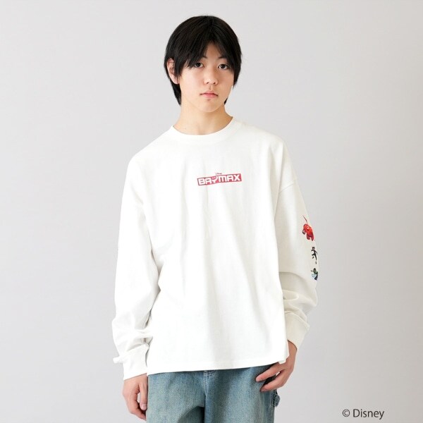 【大人向けサイズあり】【DISNEY】BAYMAX / 袖プリント長袖Tシャツ