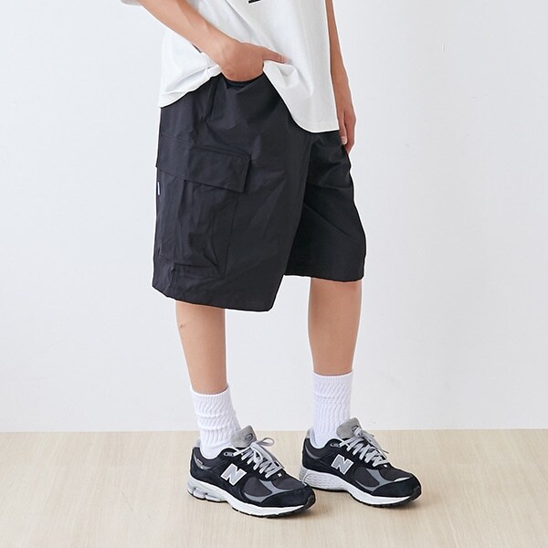 【大人向けサイズあり】【Easycare】ポリリップ・ハーフカーゴパンツ