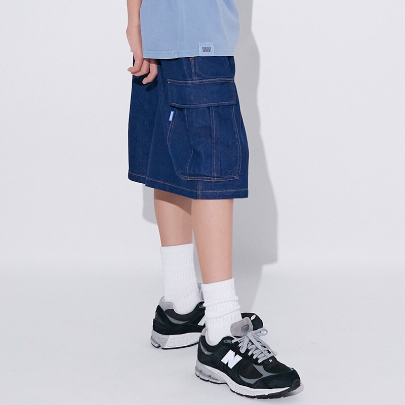 【大人向けサイズあり】冷感デニム・ハーフカーゴパンツ