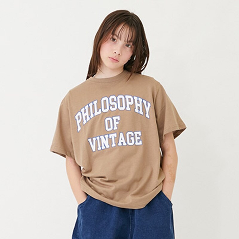 【大人向けサイズあり】【プチプラ】フロントカレッジロゴ半袖Tシャツ