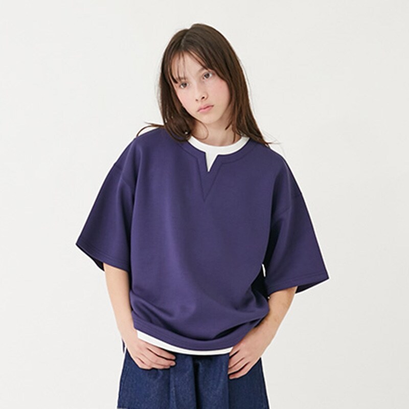 【大人向けサイズあり】【接触冷感】エアリークッション・キーネック半袖Tシャツ