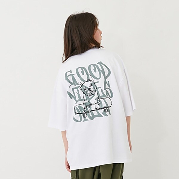 【大人向けサイズあり】【接触冷感】ハイクールコットン・DOGプリント半袖Tシャツ
