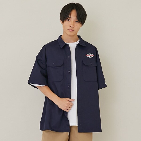 【大人向けサイズあり】【FORGETNEVER】【セットアップ対応】T/Cツイルワーク半袖シャツ_GLSW