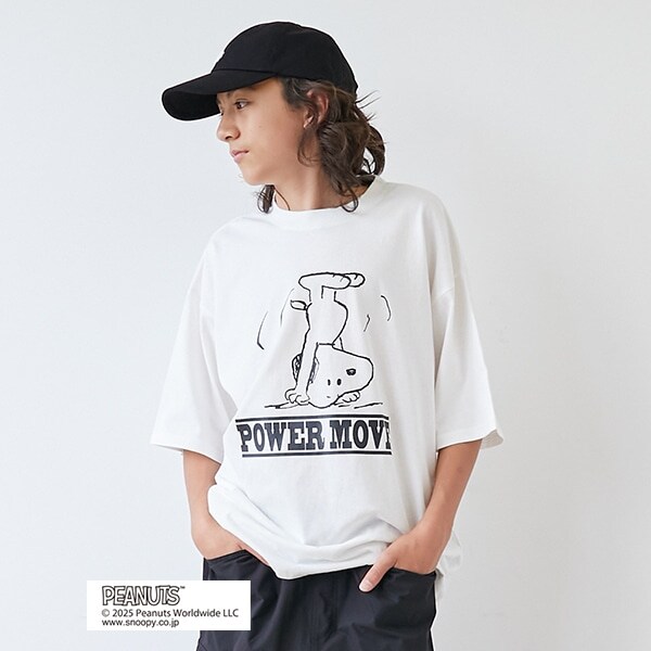 【大人向けサイズあり】【GLSW.】【PEANUTS】スヌーピー パワームーブ フロントプリントTシャツ