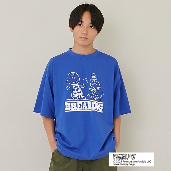 【大人向けサイズあり】【GLSW.】【PEANUTS】ピーナッツ ブレイキン フロントプリントTシャツ