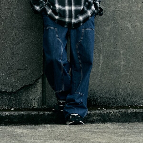 デニム・ダブルニーペインターパンツ