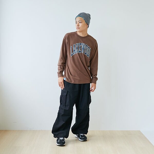 ビッグカレッジフロントプリント長袖Tシャツ