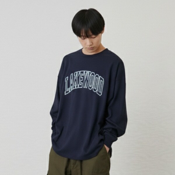 ビッグカレッジフロントプリント長袖Tシャツ