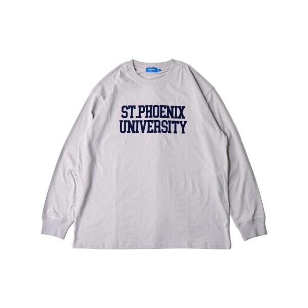 フロッキーカレッジロゴプリント長袖Tシャツ