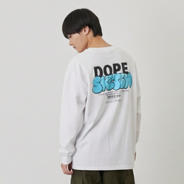 バック発泡プリント長袖Tシャツ