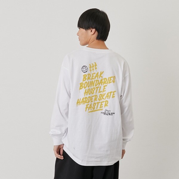 バックリフレクタープリント長袖Tシャツ
