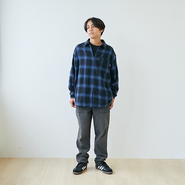 ジップチェックシャツ