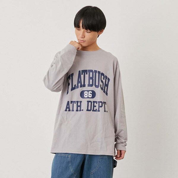 【プチプラ】フロントカレッジロゴ長袖Tシャツ