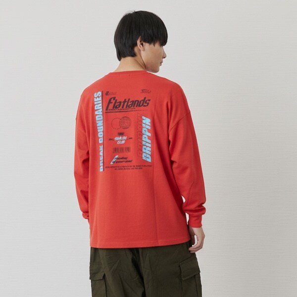 【プチプラ】バック２トーンロゴプリント長袖Tシャツ