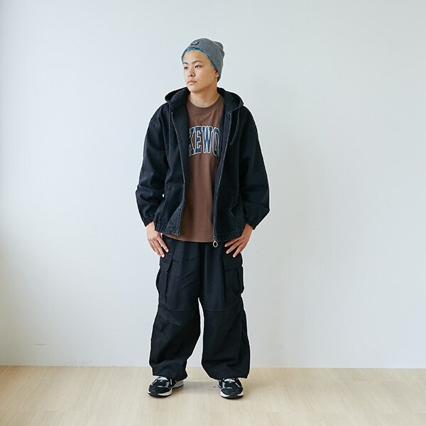 フードデニムジップアップジャケット