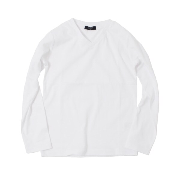 Vネックベーシック長袖Tシャツ