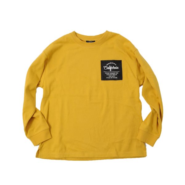 厚手天竺・ドロップショルダーポケットプリント長袖Tシャツ