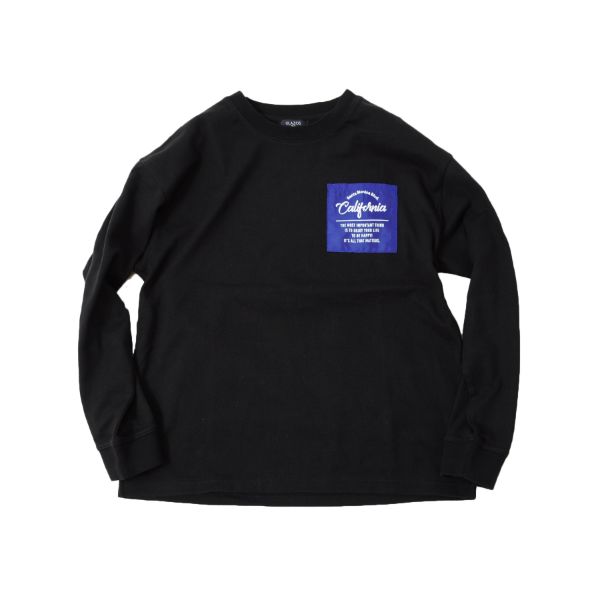 厚手天竺・ドロップショルダーポケットプリント長袖Tシャツ