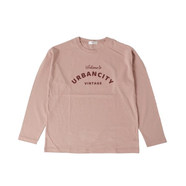 天竺・ドロップショルダープリント長袖Tシャツ