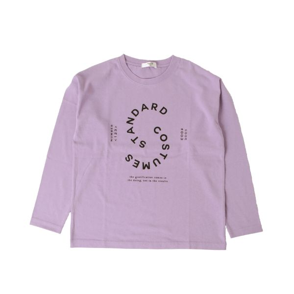 天竺・ドロップショルダープリント長袖Tシャツ