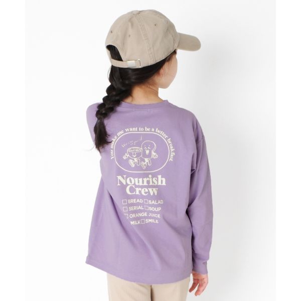 天竺・ドロップショルダープリント長袖Tシャツ