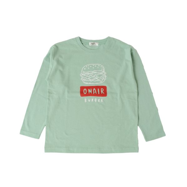 天竺・ドロップショルダープリント長袖Tシャツ