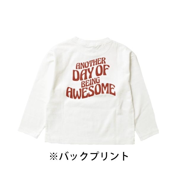 天竺・ドロップショルダープリント長袖Tシャツ
