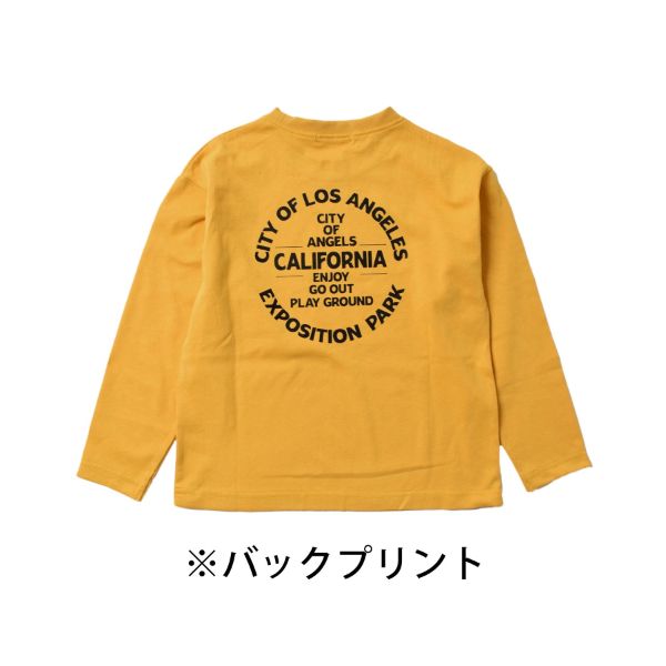 天竺・ドロップショルダープリント長袖Tシャツ