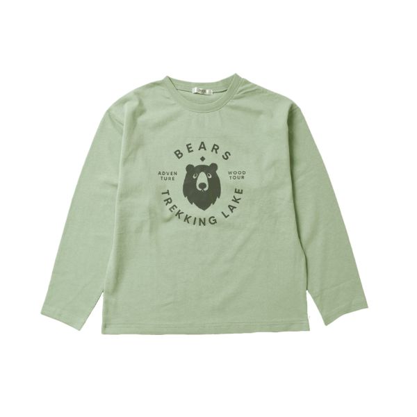 天竺・ドロップショルダープリント長袖Tシャツ