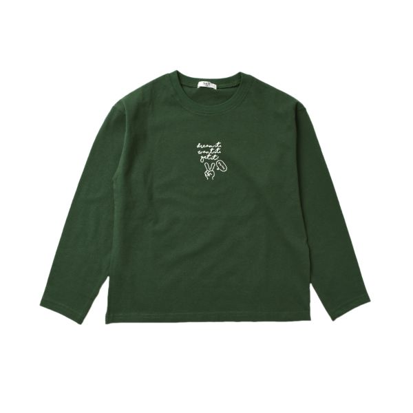 天竺・ドロップショルダープリント長袖Tシャツ