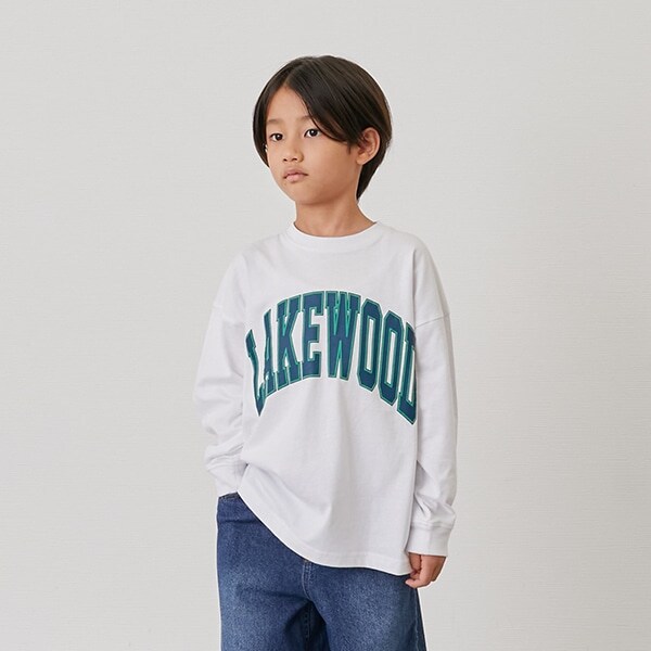 【SKIT0LY】ビッグカレッジフロントプリント長袖Tシャツ