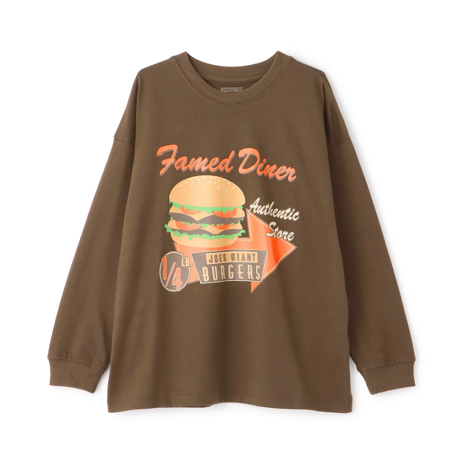 【SKIT0LY】フロントハンバーガープリント長袖Tシャツ