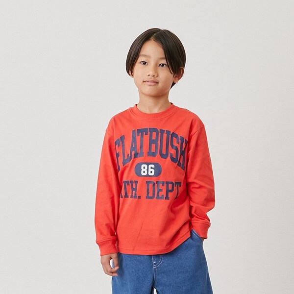 【SKIT0LY】【プチプラ】フロントカレッジロゴ長袖Tシャツ