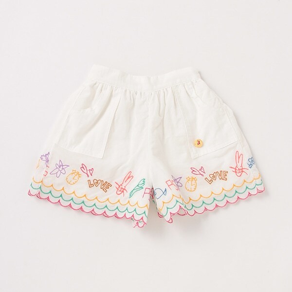 ベビー 落書き柄刺しゅうショートパンツ