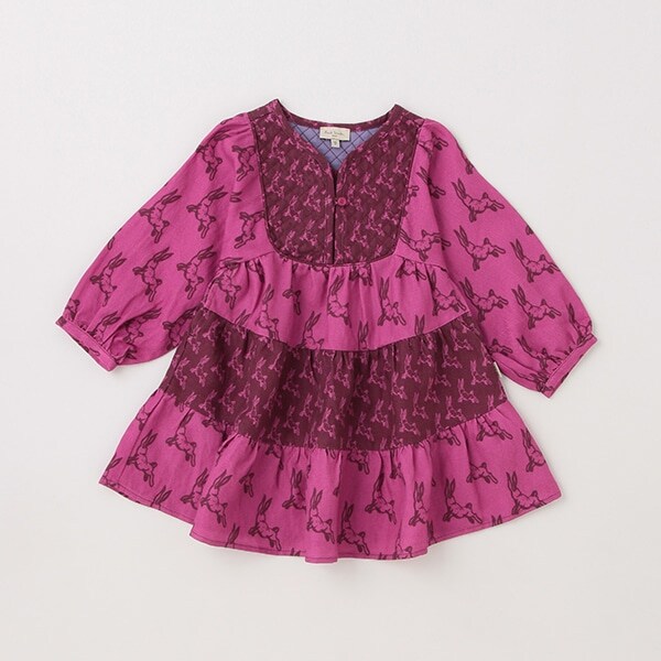 ベビー ラビット柄長袖ワンピース