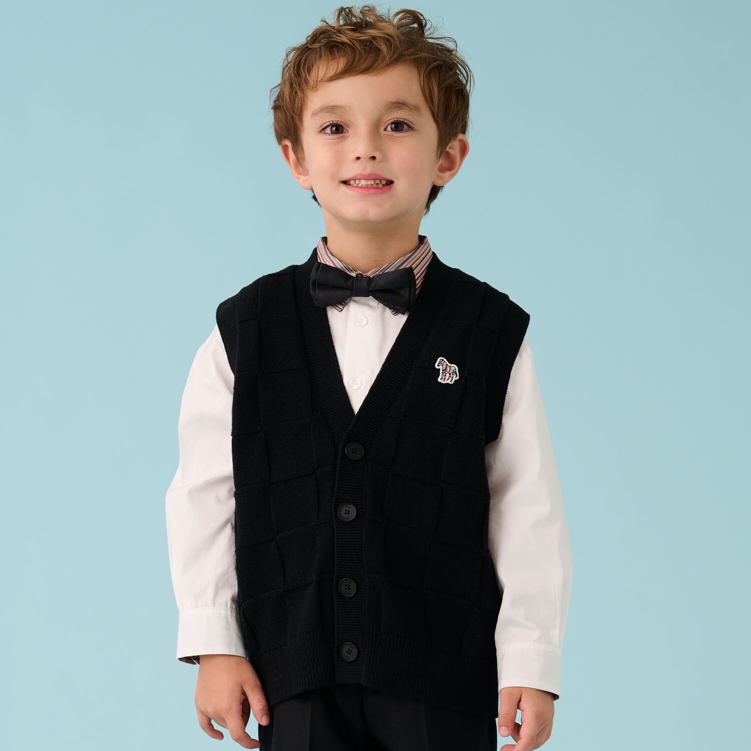 チェッカードパターンニットベスト