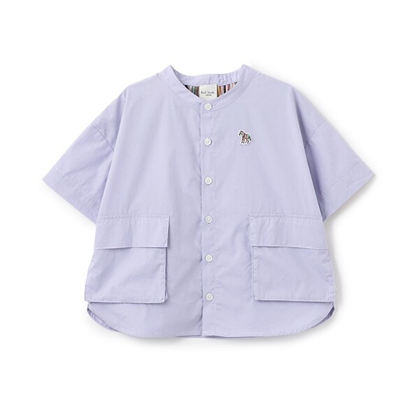 ビッグポケットノーカラー半袖シャツ