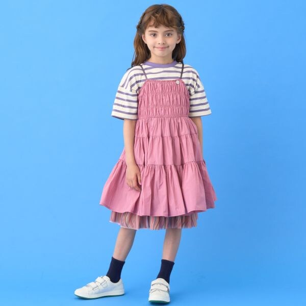 シャーリングナイロンキャミワンピース