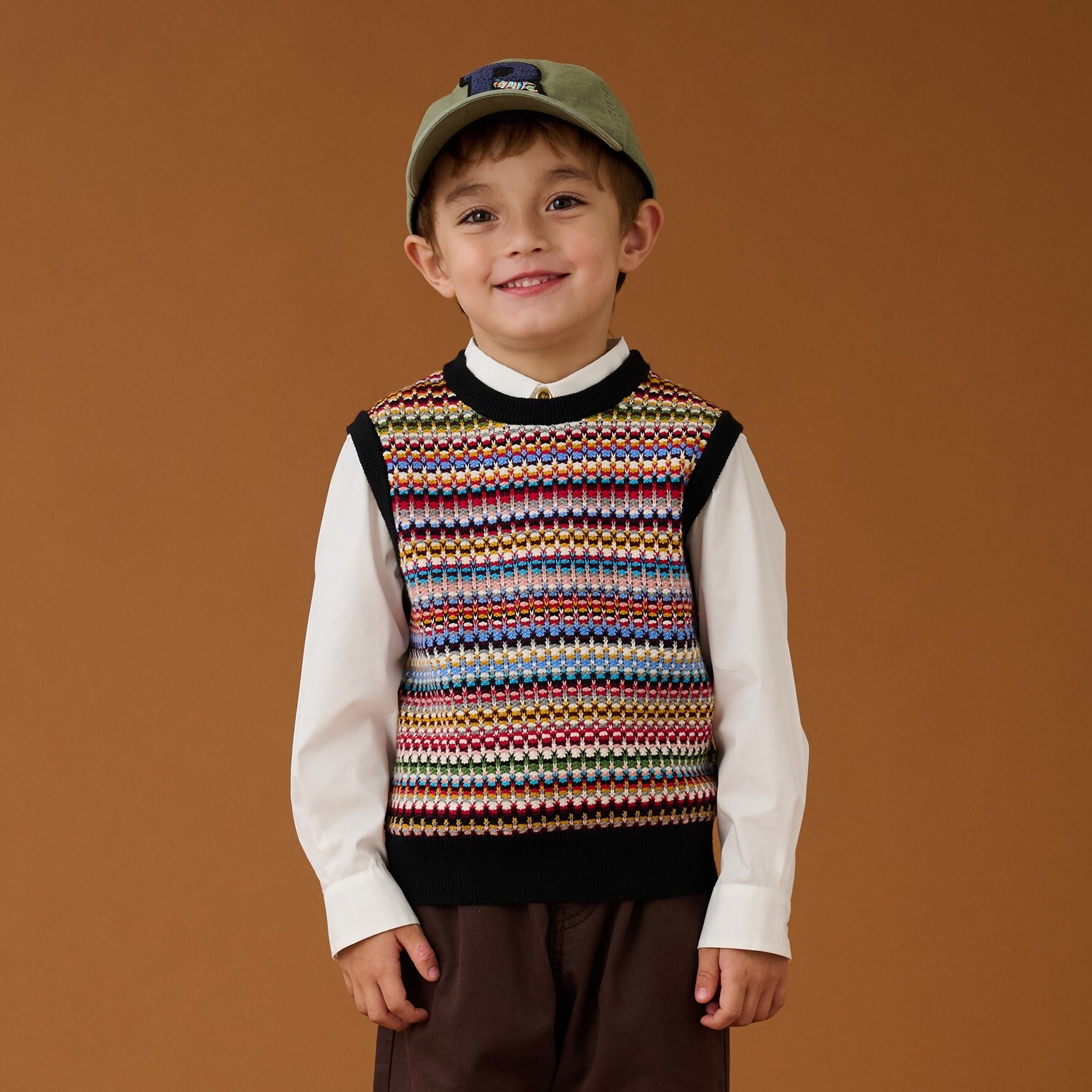 マルチボーダーニットベスト