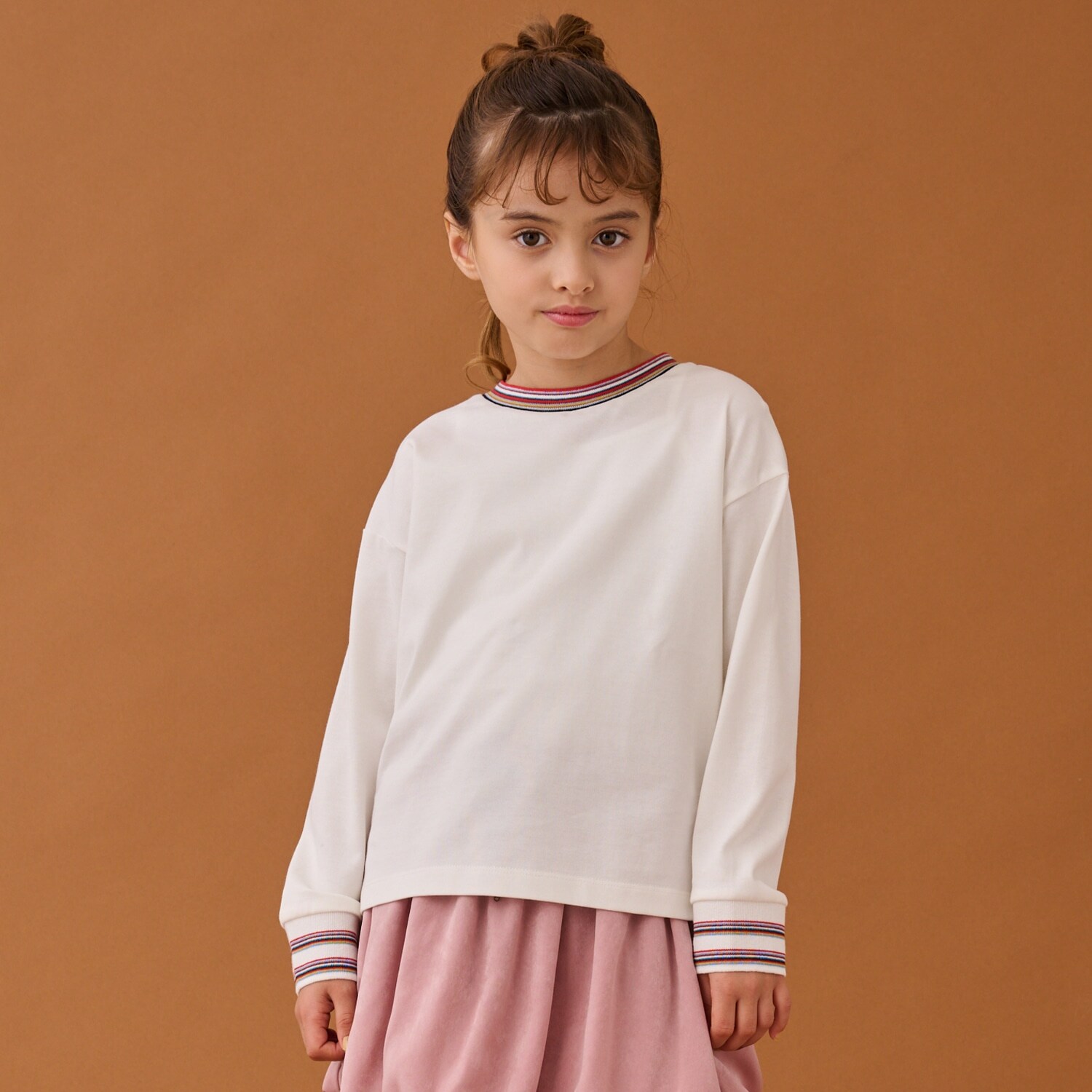 シグネチャーストライプリブ長袖Tシャツ