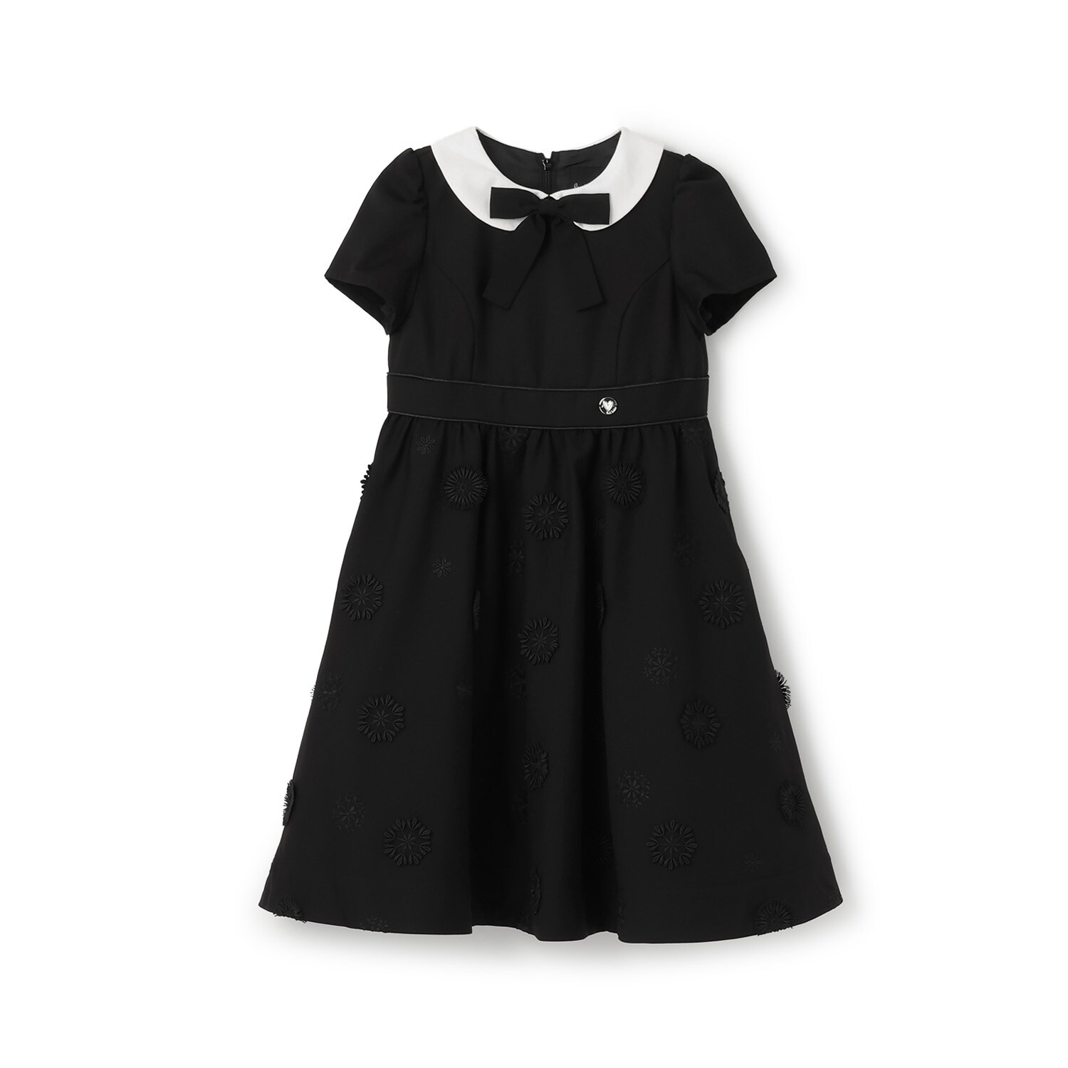 立体花刺しゅう半袖ワンピース