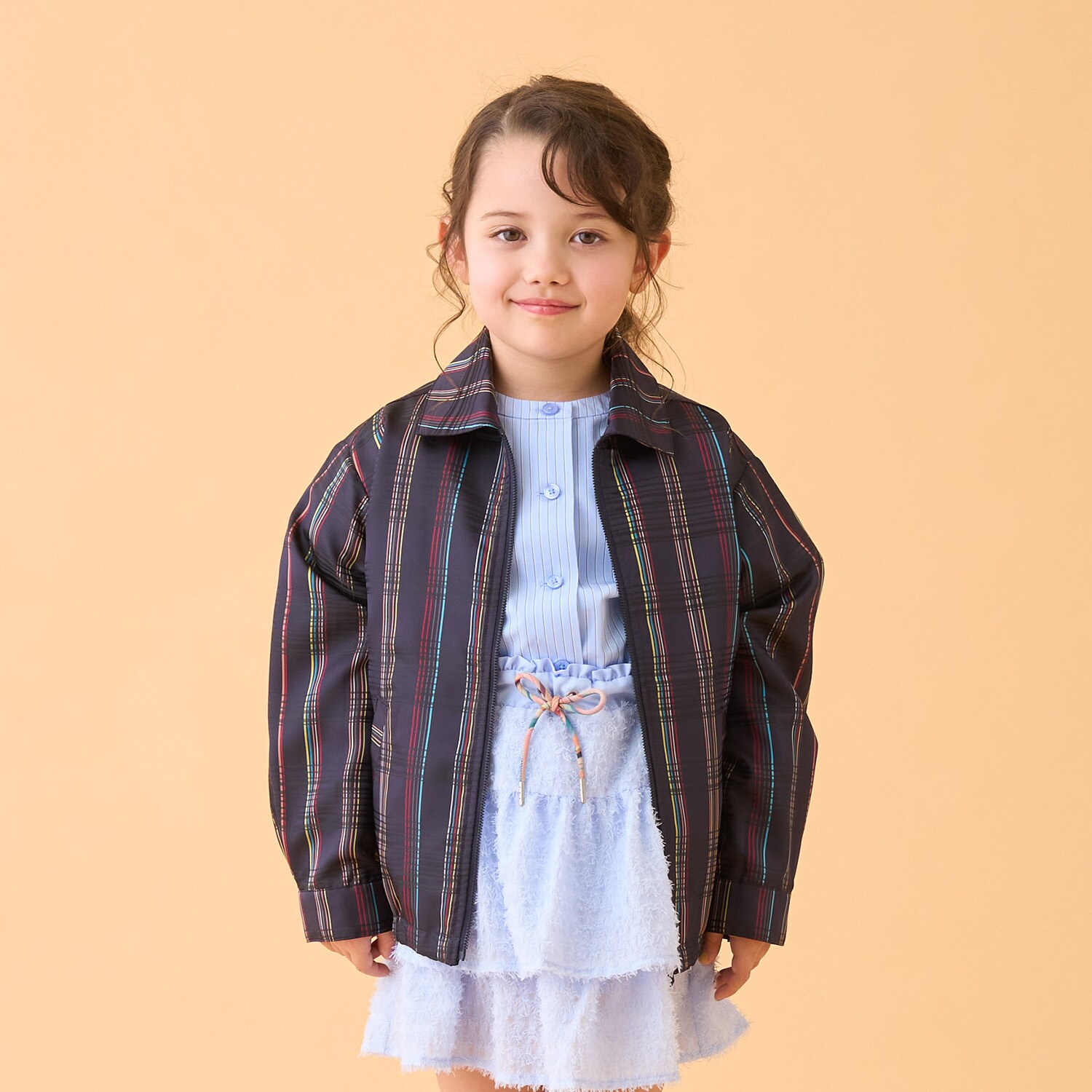 チェックジャカードジップブルゾン