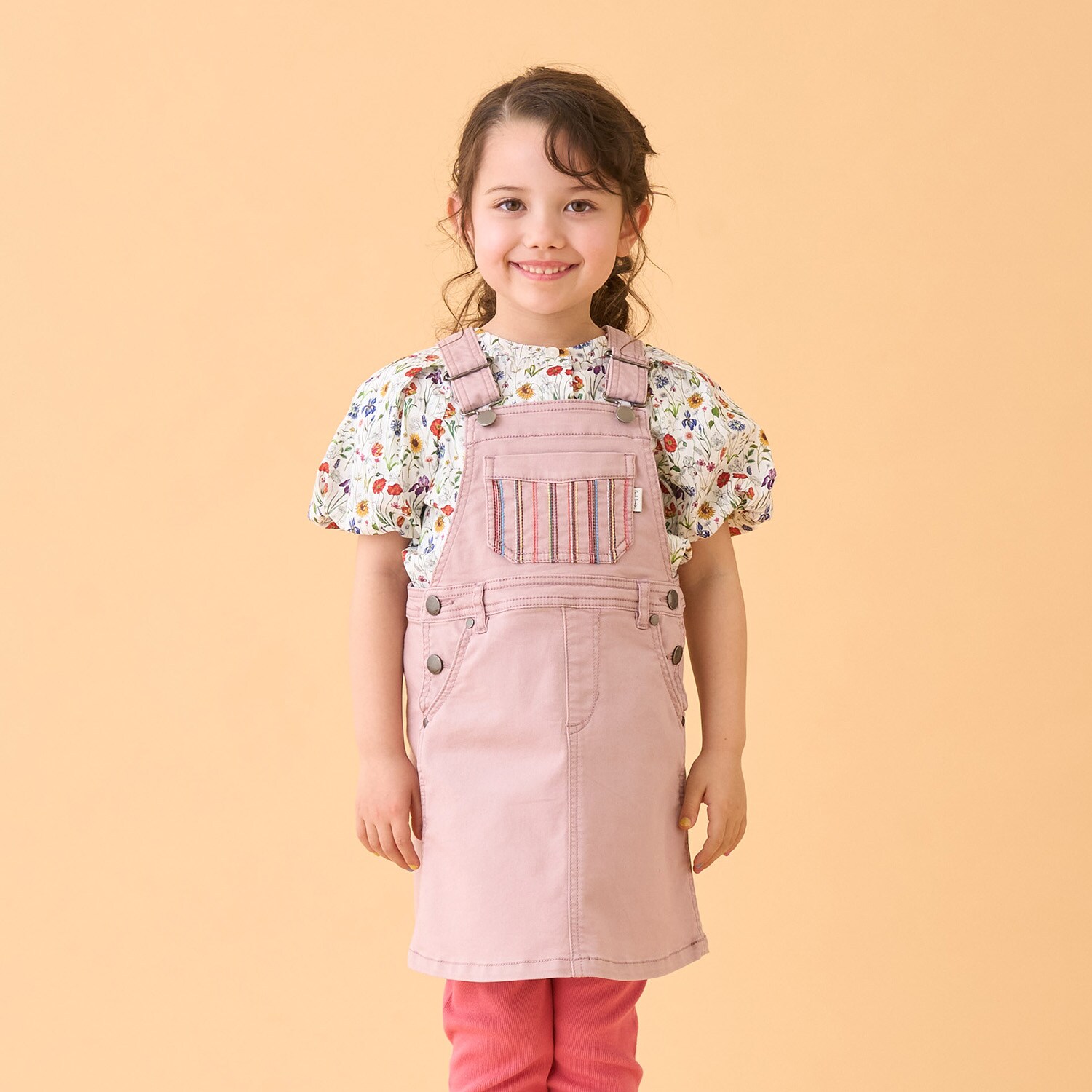 ポケットストライプ刺しゅうデニムジャンスカ