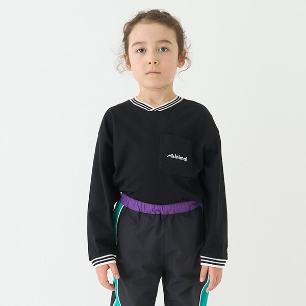 【防汚加工】天竺配色ラインリブTシャツ